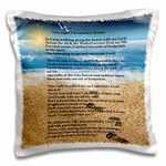 3dRose LLC. Footprints in The Sand on Beach with Poem-Pillow Case, (pc_204469_1), Satin, White, 16 x 16 inch