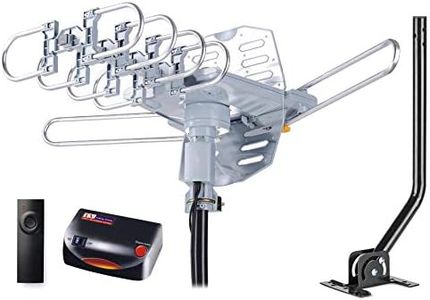 PBD WA-2608 Digital Amplified Outdoor HD TV Antenna with Mounting Pole & 40 ft RG6 Coax Cable 150 Miles Range Wireless Remote Rotation Support 2TVs