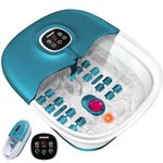 Foot Bath Spa with Heat and Massage and Jets, 16 Massage Rollers & Bubble, Electric Foot Bath Massager with Pumice Stone, Collapsible Pedicure Foot Soaker Tub Home Basin for Tired Feet, Remote Control
