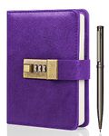 WEMATE Journal with Lock, Diary with Lock 192 Pages, Password Notebook, Pen & Gift Box - Perfect for Men and Women - 4.3X 6.18in (Purple)