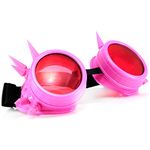Morefaz Welding Cyber Goggles Steampunk Goth Cosplay Sunglasses 50s Round Glasses Vintage Hippy Party Fancy Dress MFAZ Ltd (Pink Spikes)