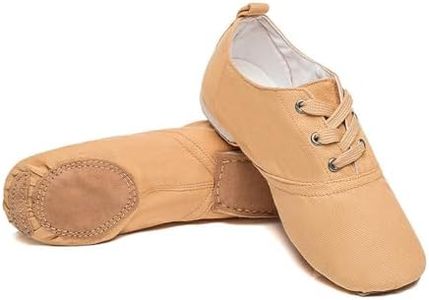 MSMAX Jazz Shoes for Women Girls Split Sole Canvas Ballet Dance Teaching Flats Tan 8.5 M US Women