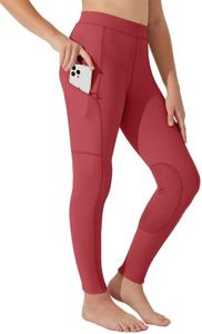 Willit Girls Horse Riding Pants Tights Kids Equestrian Breeches Knee-Patch Youth Schooling Tights Zipper Pockets Red XS