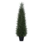 Artificial Cedar Topiary Tree for Outdoor,4FT Tall Faux Cedar Pine Trees,Potted Fake Cypress Plant with UV Resistant Leaves for Front Door Decor,Porch,Garden,Entryway, Set of 1 (1,4FT)
