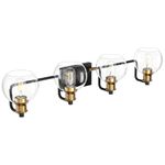 Tipace Industrial Bathroom Vanity Lighting Fixtures 4-Lights Vintage Black & Gold Finish with Globe Clear Glass Vanity Lights Farmhouse Bath Lighting(Exclude Bulb)