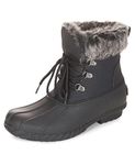 sporto Nalia Women's Winter Boots | Rain & Snow Boots | Waterproof, Insulated, Soft & Warm Fur-Lined, Anti-Slip Boots for Ladies | Mid-Calf Height Boots with D-ring Lace Closure, Black, 8 UK