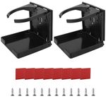 2 PCS Adjustable Folding Drink Holder, Universal Folding Car Cup Drink Holders Automotive Cup Holders Boat Cup Holder with Screws and Tapes for Car Truck RVs Yacht Caravan (Black)