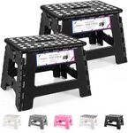 HOUSE DAY 9 inch Folding Step Stool Lightweight Foldable Stool Plastic Stool for Kids,Foldable Step Stool for Adults,Non Slip Folding Stools,Heavy Duty Step Stool for Kitchen/Bathroom/Camping（2 Pack）