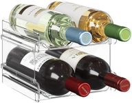 Lifewit Plastic Stackable Wine Rack for Refrigerator, Cabinet, Countertop,Wine Bottle Holder, Water Bottle Organizer for Fridge, Pantry, Hold 4 Bottles