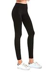 Teejoy Women's Seamless Polyester Fleece Leggings One Size - BLACK