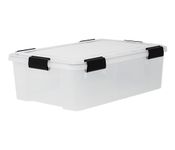 Iris Ohyama Airtight Plastic Storage Boxes with Lids, 30L, Set of 1, Clear, Hermetic Waterproof Seal, Durable Latching Buckles, Stackable, For Outdoors, Garage, Clothes, Dust Proof, BPA Free, AT-LS