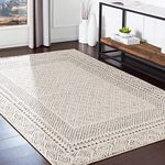 Livabliss Monaco Geometric Rug - Scandi Area Rugs Living Room 120x170 cm, Dining, Kitchen - Neutral, Abstract Patterned Rugs, Boho Rug Style, Easy Care Pile - Large Rug, Beige and Charcoal Grey Rug