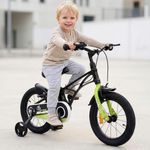 R for Rabbit Tiny Toes Ryder 14T Magnesium Frame Bicycle for Kids 3-5 Years Boys & Girls | 14 Inch Baby Cycle with Training Wheels, Up to 40 Kg Weight Capacity- 90% Pre-Installed (Black Green)