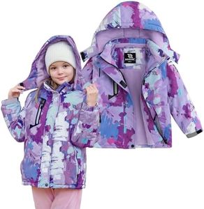 Simplee kids Girls Waterproof Snow Jacket Fleece Winter Windproof Ski Jackets for Toddler Girls Hooded Warm Coat