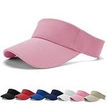 BLURBE Sun Visor Cap - Women Ponytail Baseball Cap, Sport Outdoor Plain Visor Cap, Adjustable Twill Golf Tennis Visor Hats for Men Pink