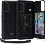 TORU CX PRO Case for Galaxy S20, with Card Holder | Slim Protective Cover with Hidden Credit Cards Wallet Flip Slot Compartment Kickstand | Include Mirror, Strap, USB Adapter - Black