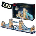 CubicFun LED London Tower Bridge 3D Puzzles for Kids Adults 89 * 24 * 20 CM- London Souvenirs Building Model Kit Gifts - UK London Jigsaw Puzzles for Kids Age 10 Year Old Up- 222 Pcs