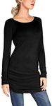 Urban CoCo Women's Casual T-Shirt Long Sleeve Solid Tunic Tops (XL, Balck)