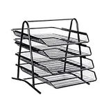 Mesh Desk Organise - A4 Mesh in Tray Office Desk 4-Tier Mesh Paper Tray, Desktop File Organizer,Document, Letter, Office Paper Organizer, Black