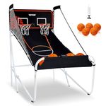 VEVOR Foldable Basketball Arcade Game, 2 Player Indoor BasketballGame, Home Dual Shot Sport with 5 Balls, 8 Game Modes, Electronic Scoreboard, and Inflation Pump, for Kids, Adults (Black & White)