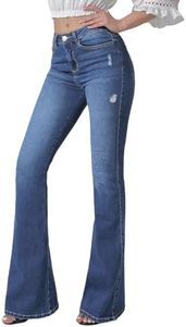 VIPONES Women's Flare Bell Bottom Jeans High Waisted Wide Leg Bootcut Jeans Stretchy Denim Pants (104,18)