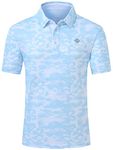 MoFiz Men's Polo Shirts Short Sleeve Casual Golf Work Polos Top Moisture Wicking Sports Fitness Hiking T-Shirts Camo Blue Size M