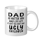 Wisedeal Dad Coffee Mug, Funny Dad Ugly Children Christmas Birthday Gifts Coffee Tea Cup for Dad Papa Uncle Grandpa Men Father's Day Present 11 oz Ceramic White