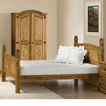 Happy Beds Corona High Foot End 5' King Size Classic Styled Antique Pine Finished Wooden Bed Frame