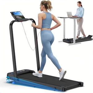 Cardirun Foldable Treadmill with Incline, Compact Walking Pad Treadmill with Safety Handle Bar, 3.0HP Quiet Under Desk Treadmills for Home/Office, 320 LBS Capacity, APP & Remote Control, Black