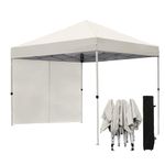 Northroad 10x10 FT Pop Up Canopy, Outdoor Popup Gazebo Shelter w/ 1 Sidewall,Wheeled Carrying Bag,4 Ropes,8 Stakes for Patio,Deck,Garden,Beach（White）