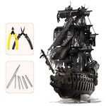 Piececool 3D Puzzle Metal Flying Dutchman, Pirate Boat Craft Model Kits for Adults to Build, 3D Puzzles Adult Teens for Stainless Steel Ship, Ideal as Gifts, Home Decoration, 369 Pieces (with Tool)