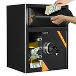 WASJOYE Depository Drop Cabinet Safe - 4.0 Cubic Feet Drop Box with Digital Keypad Lock and Anti Fishing, Business Security Safe Box with Alarm Function, Large Drop Slot Safe Box for Cash Slip Office