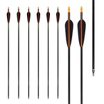 Letszhu Carbon Hunting Arrows 340 Spine with 4 Inch Plastic Vanes and Removable Field Points for Compound Recurve Bows