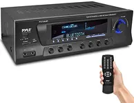 Pyle Wireless Bluetooth Audio Power Amplifier - 300W 4 Channel Home Theater Stereo Receiver with USB, AM FM, 2 Mic IN with Echo, RCA, LED, Speaker Selector - For Studio, Home Use - PT272AUBT, Black