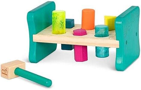 B. toys by Battat BX1762Z - Colorful Pound & Play - Banc en Bois à Marteler pour Insérer les Piquets dans les Formes Leurs Correspondant – 6 Piquets & Un Maillet ��– Dès 2 ans