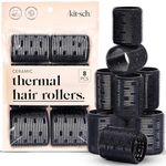 Kitsch Ceramic Thermal Hair Rollers Set - Hair Curlers Rollers for Perfect Curls, Hot Rollers kit for long hair, Hair rollers for long hair, Hair Curler & Hair Roller, Ceramic Coated Core, Black 8pcs