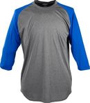 Rawlings Mens 3/4 Sleeve Shirt, Graphite/Royal, Large US