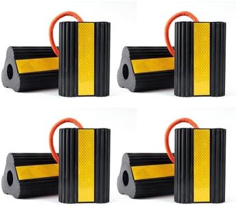 Florety Wheel Chocks for RV Trailer 4 Pair/8 Pack with Rope & Reflective Strips Rubber Wheel Chocks Heavy Duty Tire Stopper for Camper, Truck, Car, Travel Trailer