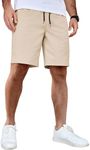 COOFANDY Men's Summer Beach Shorts Lightweight Elastic Waist Shorts Drawstring Golf Shorts Beige