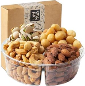 Nuts Gift Basket 4 Section | Freshly Roasted Assorted Nuts Party Tray | Healthy Snack Gift Box for Birthday, Friends, Men & Women by Oh Nuts