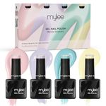Mylee Gel Nail Polish Quad Colour Set UV/LED Soak-Off Nail Art Manicure Pedicure for Professional, Salon & Home Use - Long Lasting & Easy to Apply (Mallow-Dramatic, 4x8ml)