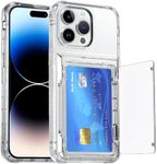 for iPhone 14 Pro Max Case with Card Holder (Store 4 Cards) Clear Wallet Case Anti-Yellow Anti-Scratch Heavy Duty Protective Shockproof Hidden Card Slot Phone Case for iPhone 14 Pro Max,Clear