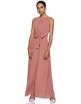 Harpa Women Round Neck Solid Pink Dress(GR5604_Pink-X-Large)