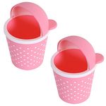 Kuber Industries Pack of 2 Teddy Table Dustbin | Plastic Swinging Lid Waste Storage Garbage Bin | Desktop Trash Can For Study Table, Office | Pink