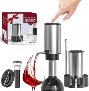BGFOX Electric Wine Aerator Wine Decanter Set Rechargeable Automatic Wine Dispenser Wine Pourer with Storage Base, Wine Stopper, Foil Cutter, Retractable Food Grade Stainless Steel Straw