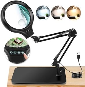 NZQXJXZ 10X 30X Lupa con Luz y Soporte, Lámpara de Aumento con Luz LED, 3 Modos de Color, Lámpara de Escritorio con Lupa Manos Libres para Leer, Manualidades, Pasatiempos, Trabajos de Cerca