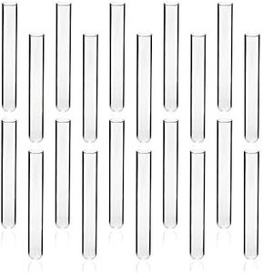 KENZIUM - Pack 20 Tubes à Essai | Volume : 20 ml | en Verre Borosilicaté | Fond Rond | Idéal pour Laboratoire, pour Tout Type d’Echantillons