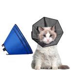 Dog & Cat Cone Collar for Dogs After Surgery, OneTigris Adjustable Head Cone for Large Dogs,Neck Soft Cone Alternative Elizabethan Dog Recovery Collars Prevent Licking (Blue, S)