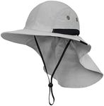 SUN CUBE Sun Hat for Men, Wide Brim Fishing Hat Neck Flap Cover Men Women, Hiking Safari, UV Sun Protection Summer Gardening Beach Camping UPF 50+, Light Gray