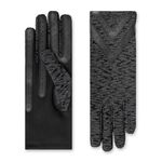 isotoner womens Spandex Touchscreen Cold Weather Gloves With Warm Fleece Lining and Chevron Details, Black Textured - Smartdri, Small-Medium
